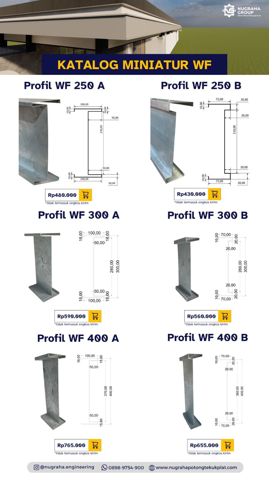 Katalog Miniatur Profil WF 250 sampai 400 produksi PT. Nugraha Potong Tekuk Plat